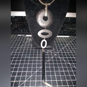 Vintage Kien Snake Chain Necklace,12 Inch Abstract Pendant, Wood & Metal…